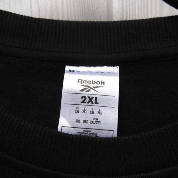 NWT Reebok Men's Sz 2XL Black Sweatshirt White Logo - Picture 2 of 3